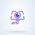 Fixed CCTV sign line icon or logo. Security Camera concept. Surveillance camera vector linear illustration Royalty Free Stock Photo