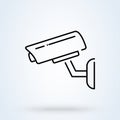 Fixed CCTV sign line icon or logo. Security Camera concept. Surveillance camera vector linear illustration Royalty Free Stock Photo