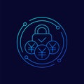 fixed cost or price line icon with yuan, vector
