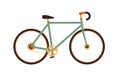 Fixed-gear city bike in vintage 1970s style. Single-speed retro road bicycle with chain, frame and cog wheel. Urban