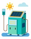 A fixed ice maker powered by solar panels ideal for remote or rural areas with limited access to electricity.. Vector