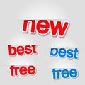 Fixed labels - new, best, free Royalty Free Stock Photo