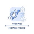 Fixed price light blue concept icon