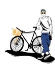 fixie bicycle flat design boy