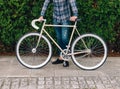 Fixie bike detail in autumn outdoors Royalty Free Stock Photo