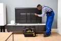 Fixing LCD Television. TV Checking Royalty Free Stock Photo