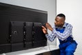 Fixing LCD Television. TV Checking Royalty Free Stock Photo