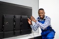 Fixing LCD Television. TV Checking Royalty Free Stock Photo