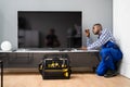 Fixing LCD Television. TV Checking Royalty Free Stock Photo