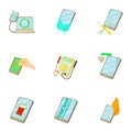 Fixing phone icons set, cartoon style Royalty Free Stock Photo