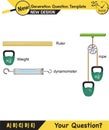 Physics, simple machines, inclined plane, spinning wheel, pulleys, next generation question template