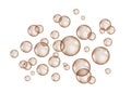 Fizzing air chocolate bubbles on white background. Royalty Free Stock Photo