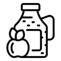 Fizzy homemade apple cider icon outline vector. Fruity tangy drink bottle