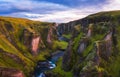 Fjadrargljufur canyon in Iceland at sunset