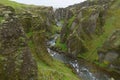 Fjadrargljufur Canyon, river cutting through rocks, Iceland Royalty Free Stock Photo
