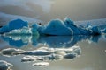 Fjallsarlon glacier lagoon with heart shape in the background Royalty Free Stock Photo