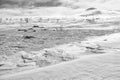 Fjell landscape on a stormy freezing cold winter day in Norway in black and white