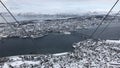 View of TromsÃ¸, surrounding islands and fjords, Fjellheisen, Norway Royalty Free Stock Photo