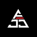 FJJ triangle letter logo design with triangle shape. FJJ triangle logo design monogram. FJJ triangle vector logo template with red Royalty Free Stock Photo