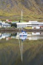 Fjord and boats reflection at Isafjordur town, Iceland