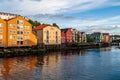 Colorful wooden houses on the fjord embankment - Trondheim, Norway. Royalty Free Stock Photo