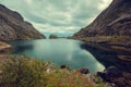 Fjord in evening in rainy day Royalty Free Stock Photo