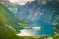 Fjord Geirangerfjord with cruise ship, Norway