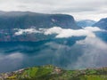 Fjord landscape at morning, Aurland Norway Royalty Free Stock Photo