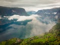 Fjord landscape at morning, Aurland Norway Royalty Free Stock Photo