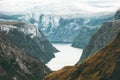 Fjord and Mountains Naeroyfjord Landscape aerial view Royalty Free Stock Photo