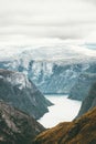 Fjord and Mountains Naeroyfjord Landscape aerial view Royalty Free Stock Photo