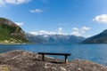 Fjord in Norway on sunny day. Royalty Free Stock Photo