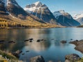 Fjord during spring sunset with calm waters - AI Generated