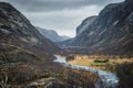 Fjord valley mountains Norway winter cold Royalty Free Stock Photo