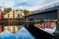 Colorful wooden houses on the fjord embankment - Trondheim, Norway. Royalty Free Stock Photo