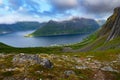 Fjordgard village from Hesten trail to Segla mountain on Senja island, Norway