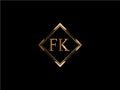 FK Initial diamond shape Gold color later Logo Design