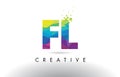 FL F L Colorful Letter Origami Triangles Design Vector.