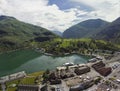 FlÃ¥m, Norway Aerial Wide Angle Panorama Royalty Free Stock Photo