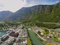 FlÃ¥m, Norway Landscape Aerial Wide Angle Panorama Royalty Free Stock Photo