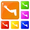 Flabby arm cosmetic correction icons set vector color