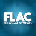 FLAC - Free Lossless Audio Codec acronym, technology concept background