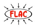 FLAC - Free Lossless Audio Codec is an audio coding format for lossless compression of digital audio, acronym technology concept Royalty Free Stock Photo