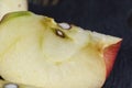 the flaccid peel of a peeled apple on the table