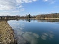 Flach lake or Flachsee in the natural protection zone Aargau Reuss river plain Naturschutzzone Aargauische Auen in der Reussebene Royalty Free Stock Photo