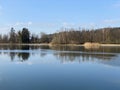 Flach lake or Flachsee in the natural protection zone Aargau Reuss river plain Naturschutzzone Aargauische Auen in der Reussebene Royalty Free Stock Photo