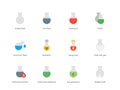 Flacon and flask color icons on white background