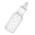 Flacon with a pipette in a stopper with a medical liquid, or with CBD oil from abstract futuristic polygonal black lines and dots