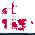 Denmark - Europe Countries Map and Flag Vector Icon Template Illustration Design. Vector EPS 10. Royalty Free Stock Photo