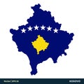 Kosovo - Europe Countries Map and Flag Vector Icon Template Illustration Design. Vector EPS 10.